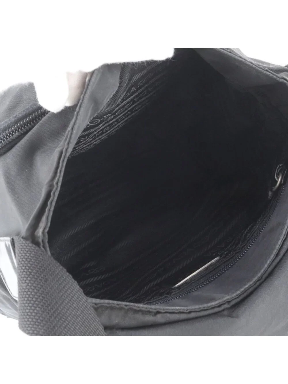 Prada Tessuto Nylon Triangle Logo Leather Shoulder Bag Crossbody Messenger Black